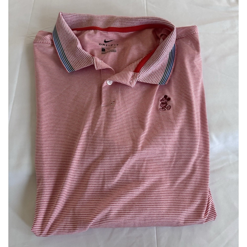 NWOT Nike Dri Fit Mens Striped Disney Mickey Mouse Performance Polo Shirt Sz XXL
